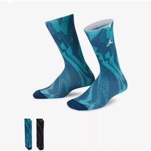 Sz 5Y - 7Y NIKE Jordan Lightweight Crew Print 2PK Sock BJ0533 U41 - New